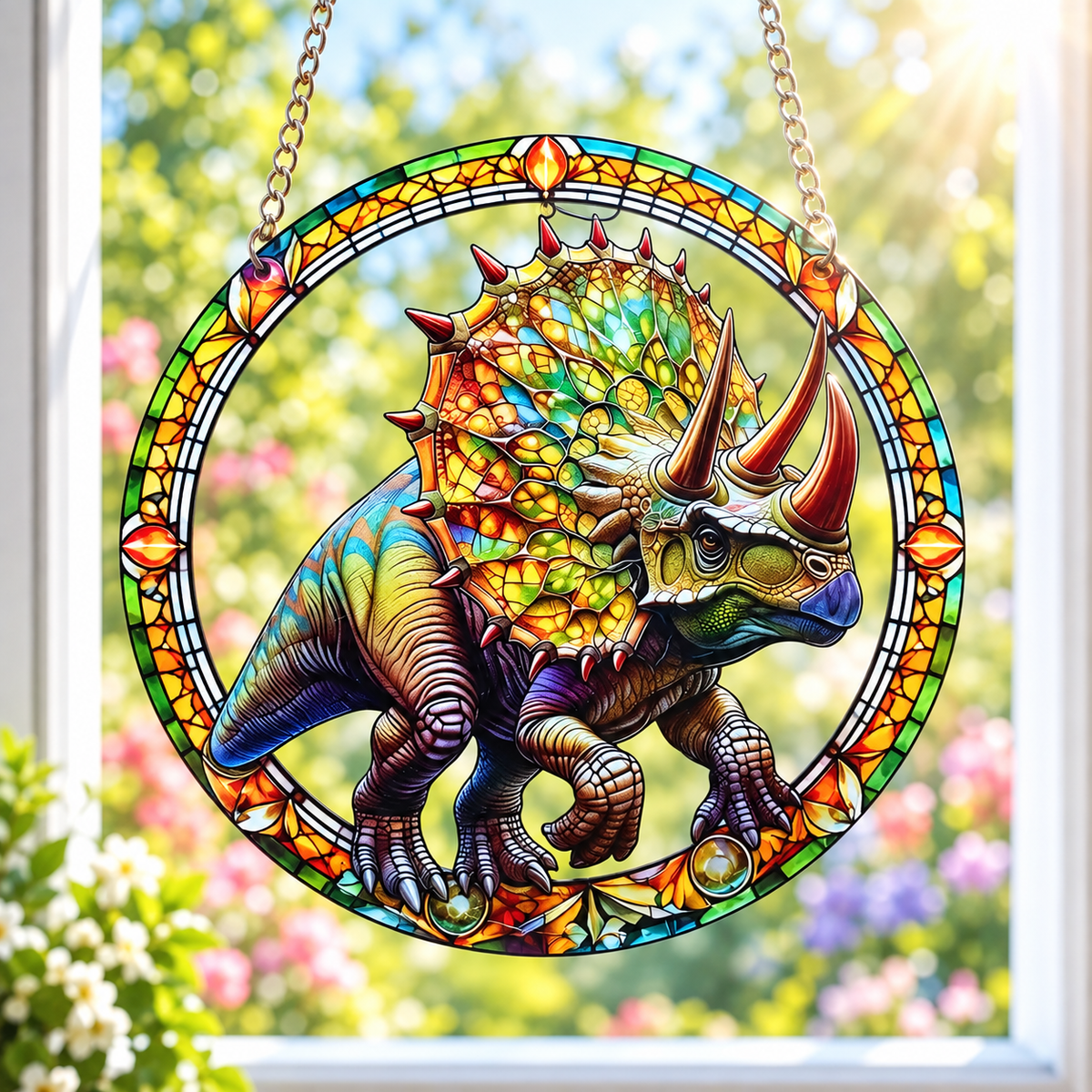 15cm Acrylic Suncatcher - Triceratops