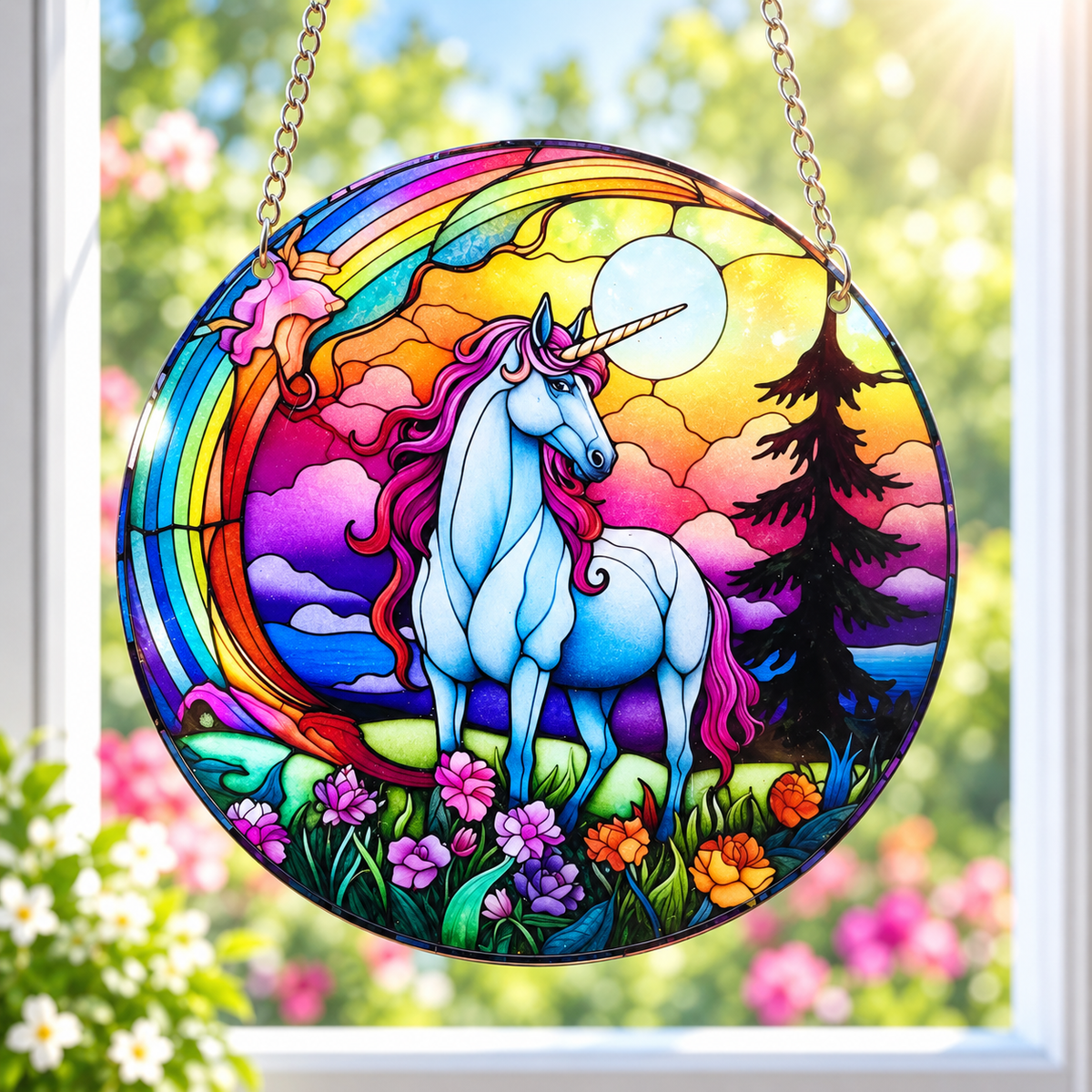 15cm Acrylic Suncatcher - Rainbow Unicorn