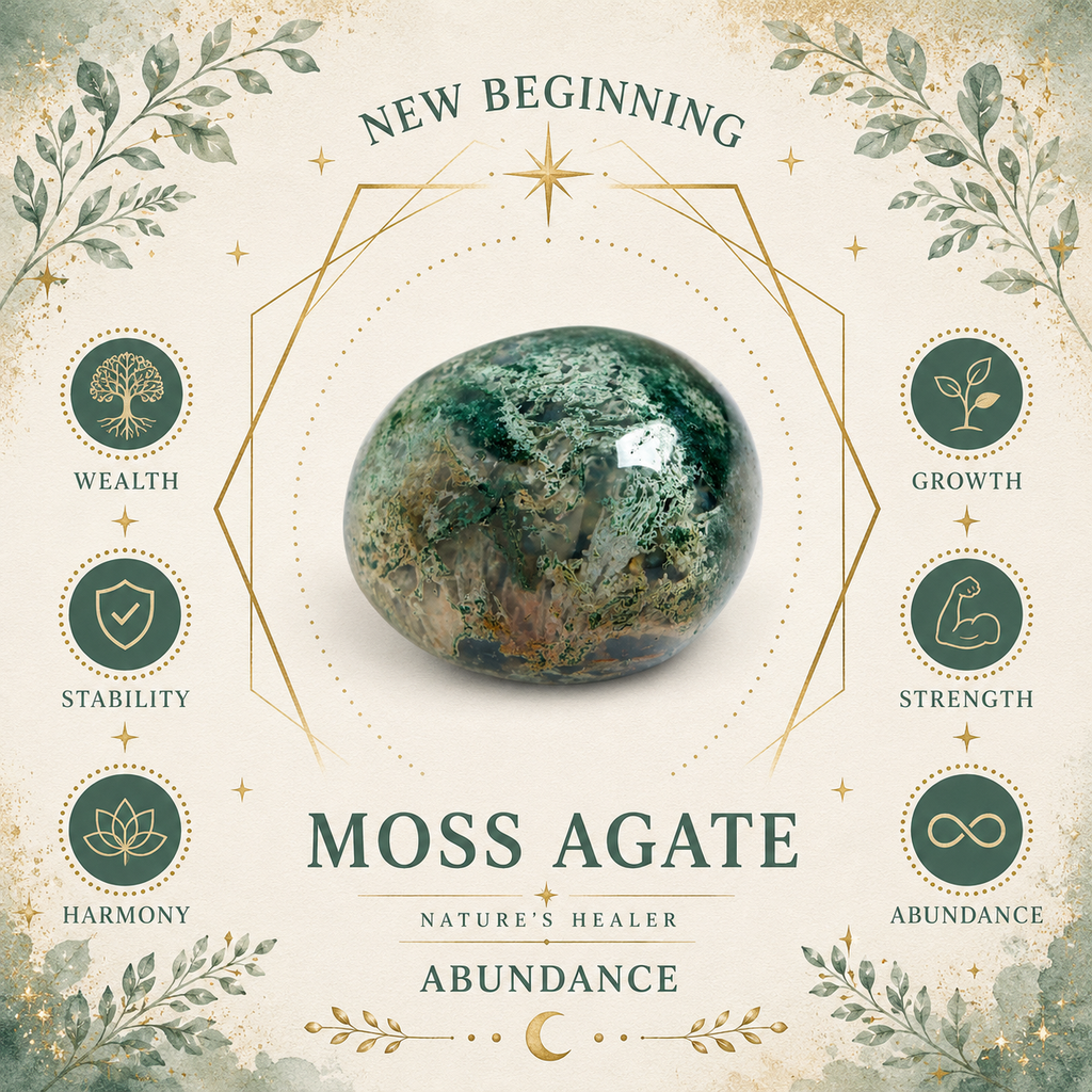 3cm Gemstone Heart - Moss Agate