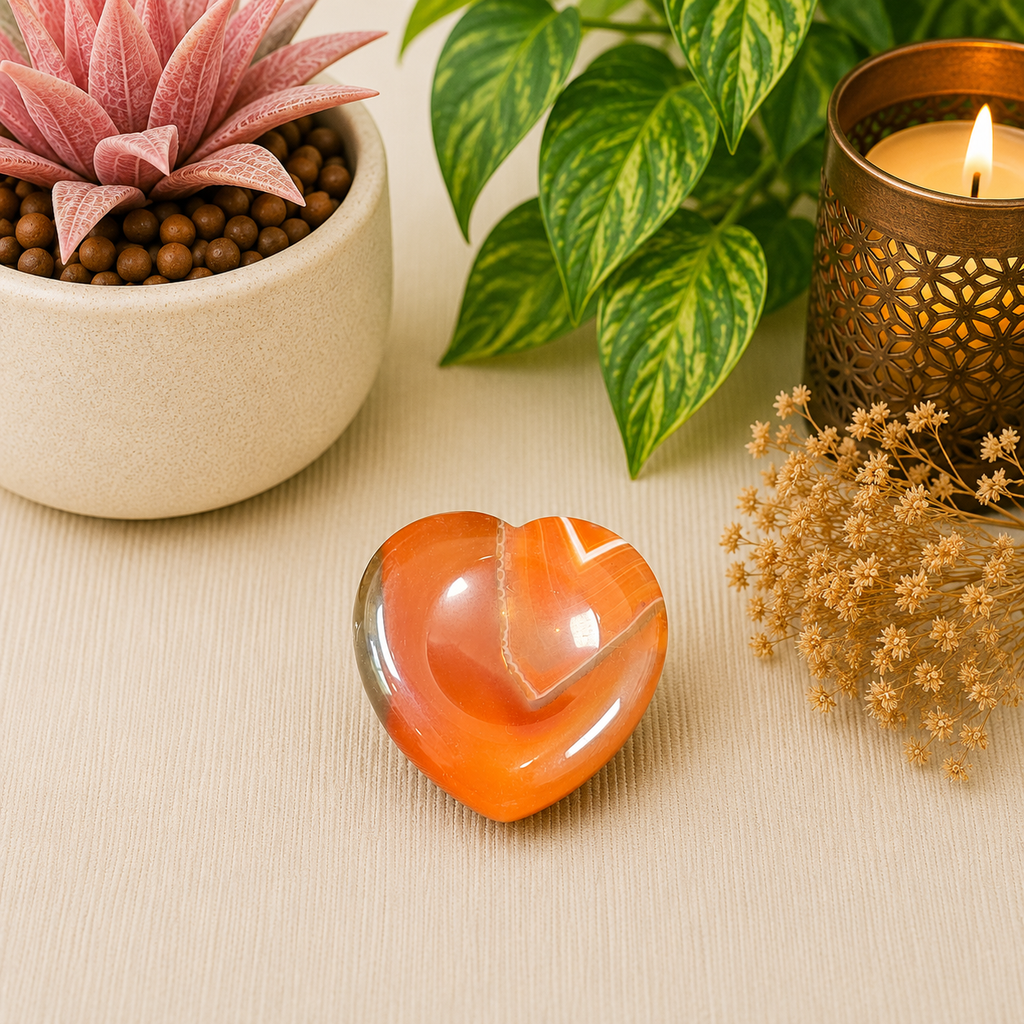 Carnelian Heart Shape Worry Stone (Thumb Stone)