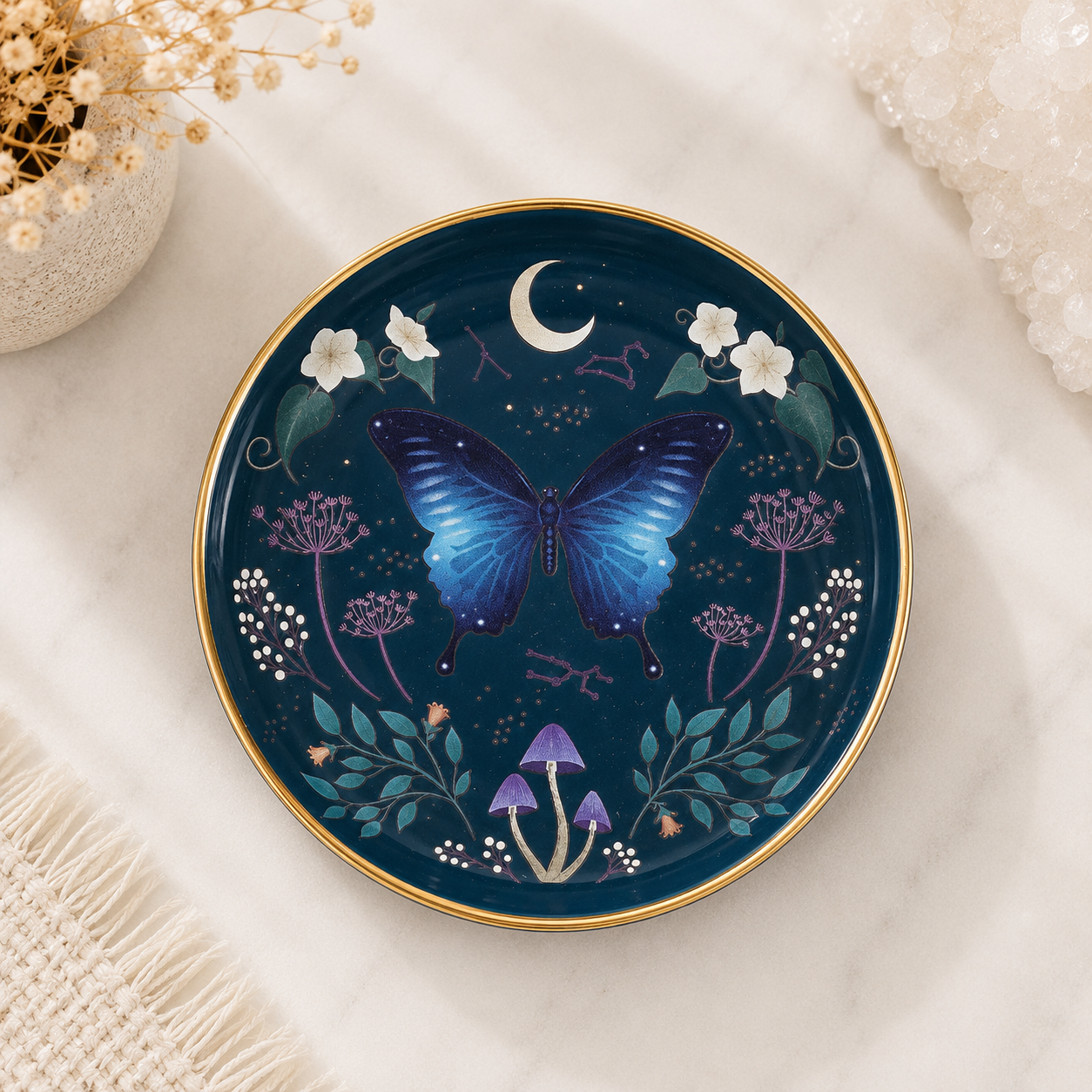 10cm Midnight Moth Ceramic Trinket Dish