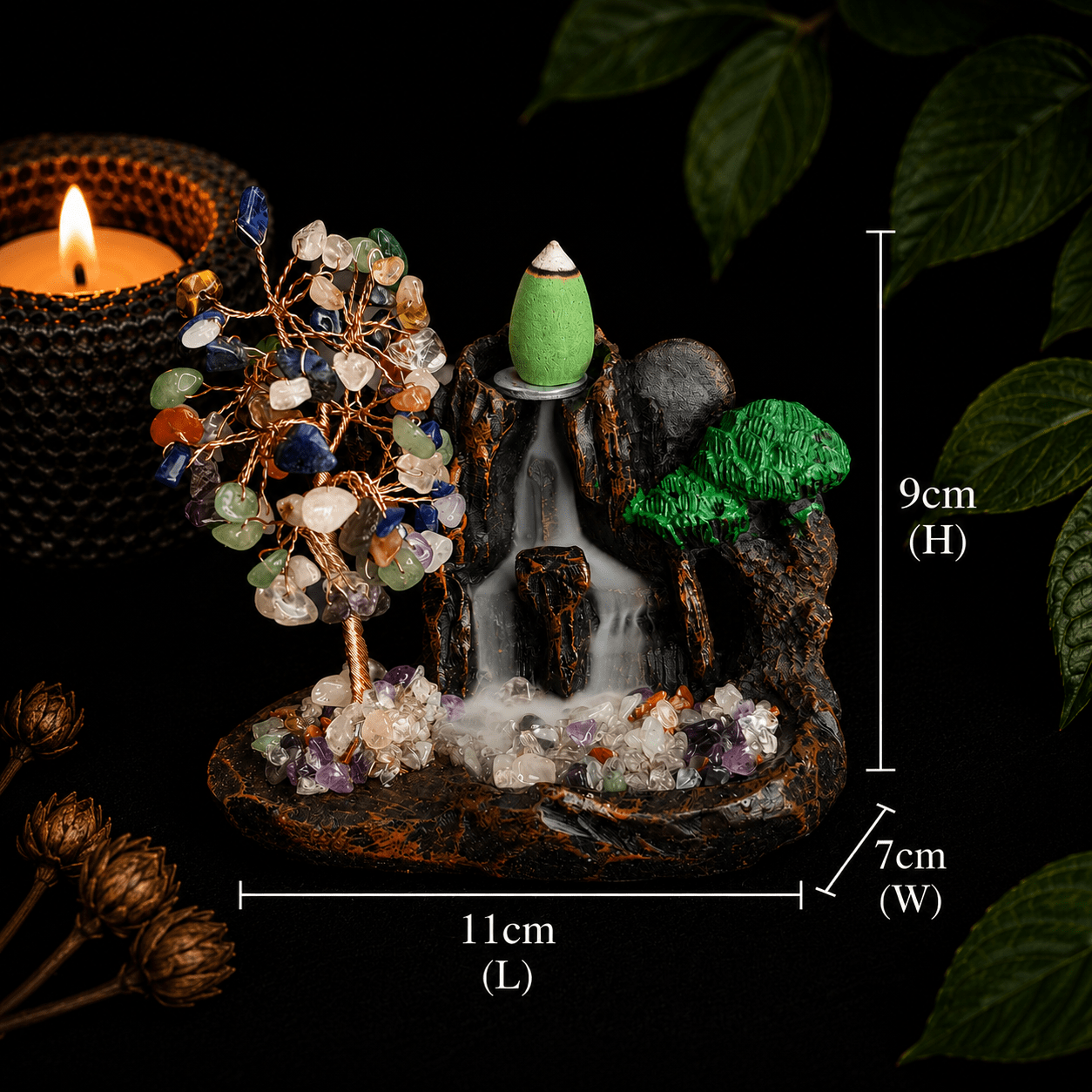 Mixed Chip Waterfall Backflow Incense Burner & 20 Cones