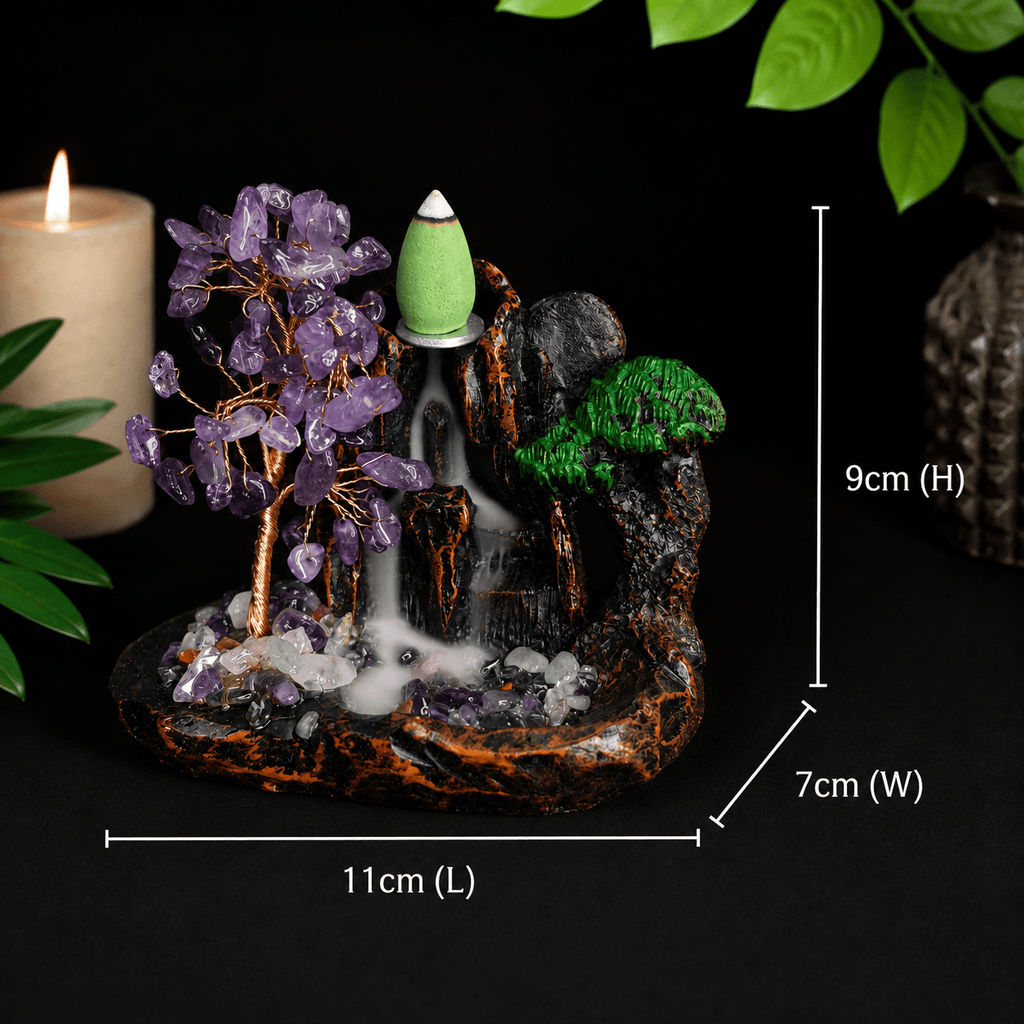 Amethyst Chip Waterfall Backflow Incense Burner & 20 Cones