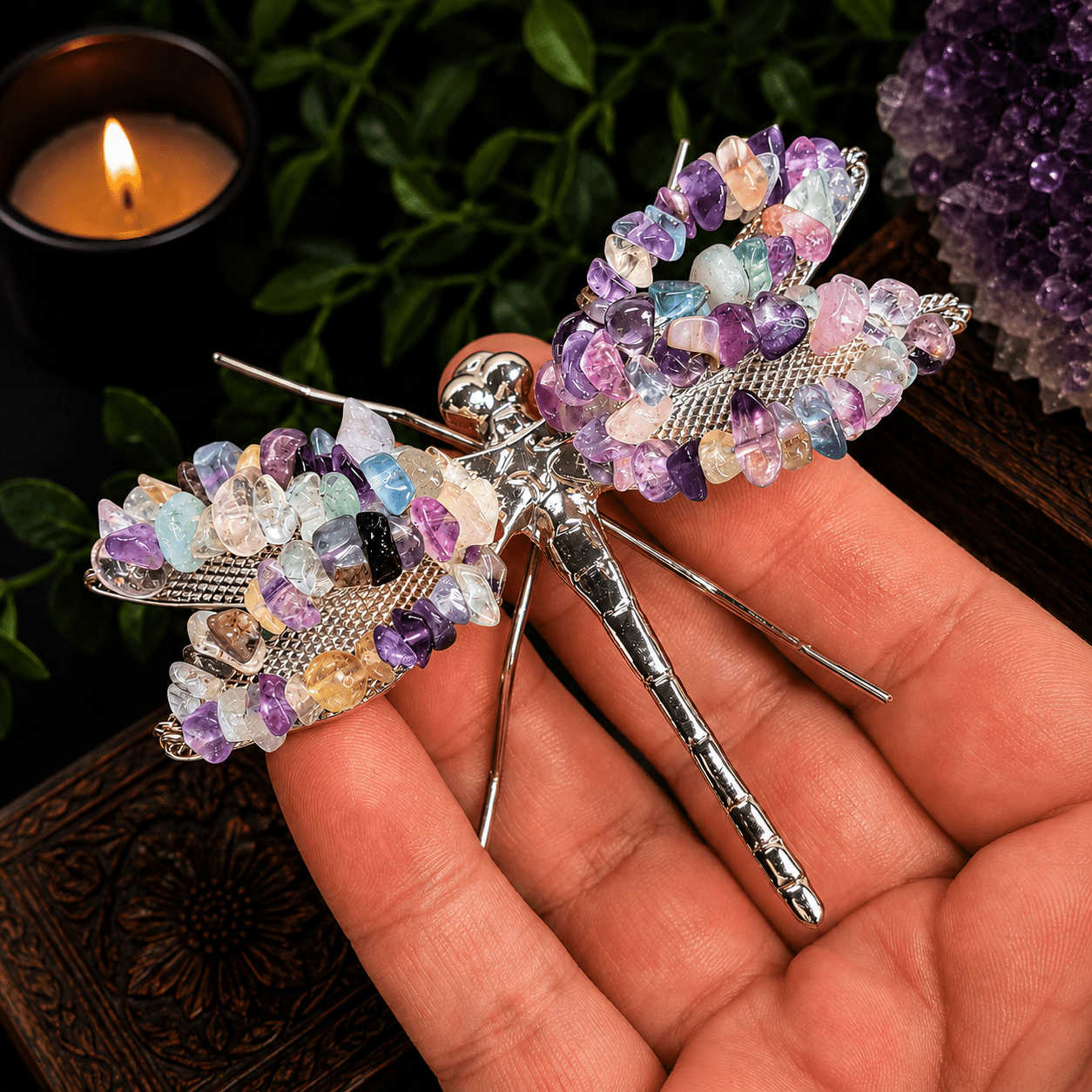 Fluorite Gemstone Dragonfly