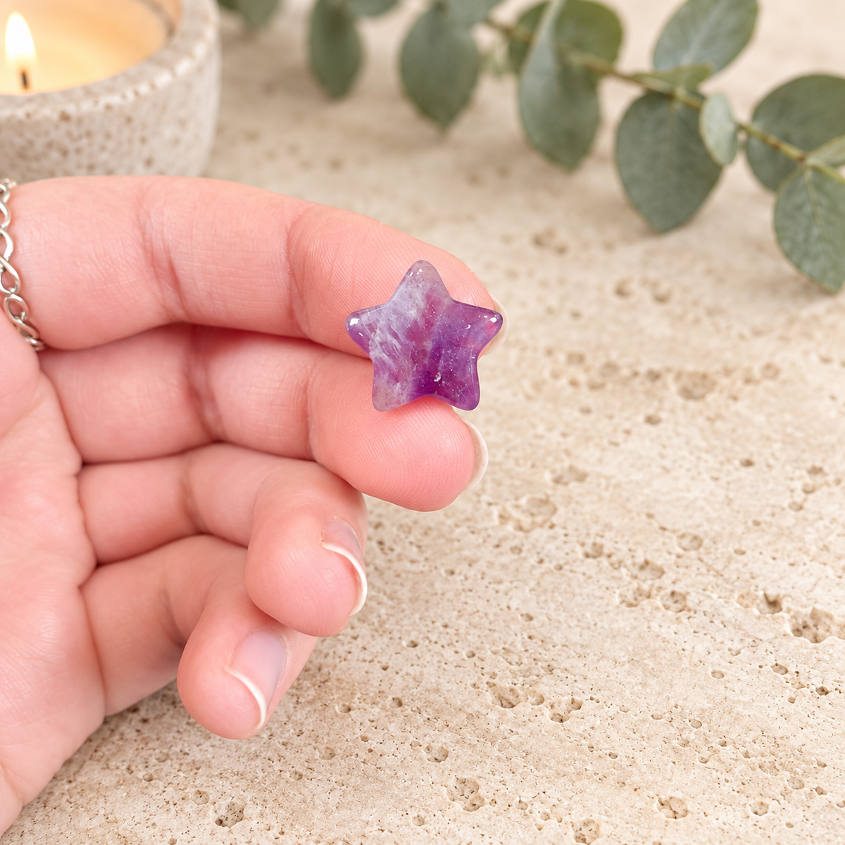 Amethyst 1.5cm Gemstone Star