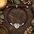 Adjustable Clear Quartz Heart Bracelet / Silver