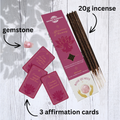 Affirmation of Harmony Crystal Smudge Incense Kit with Rose Quartz
