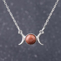 Triple Moon Goddess Necklace - Goldstone