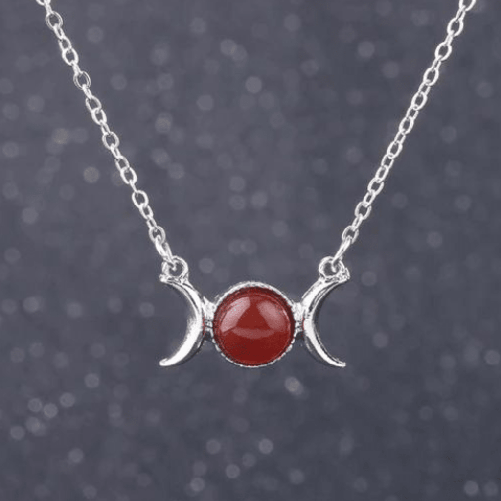 Carnelian Triple Moon Goddess Necklace