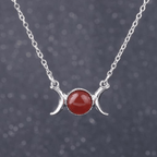 Carnelian Triple Moon Goddess Necklace