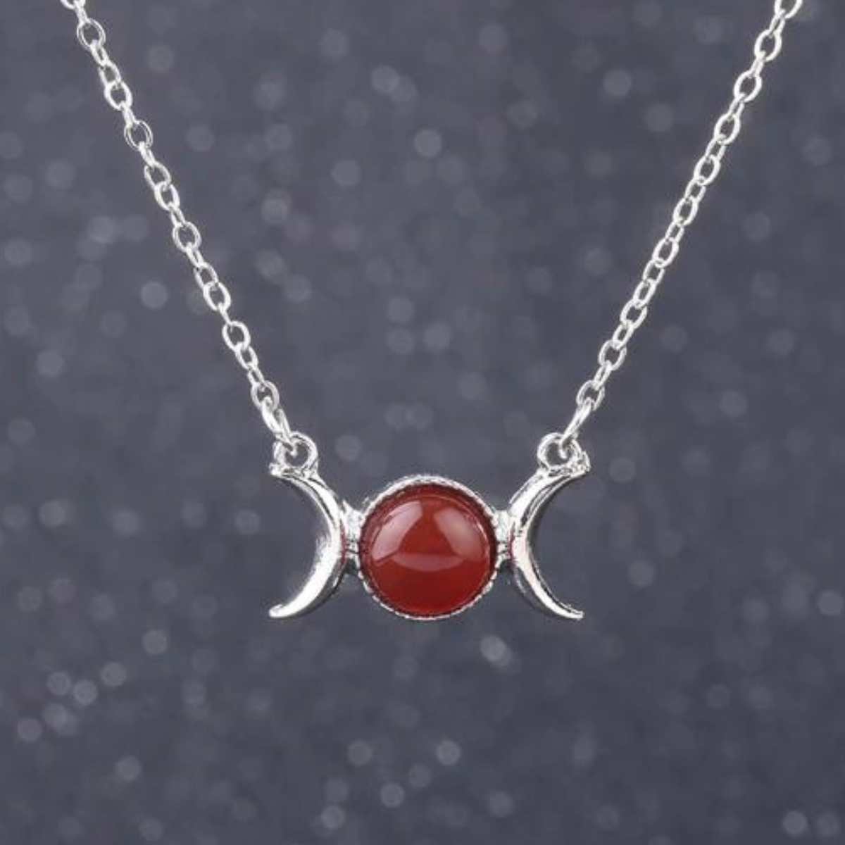 Triple Moon Goddess Necklace - Carnelian
