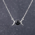 Triple Moon Goddess Necklace - Onyx