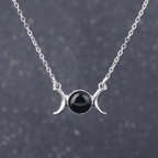 Onyx Triple Moon Goddess Necklace