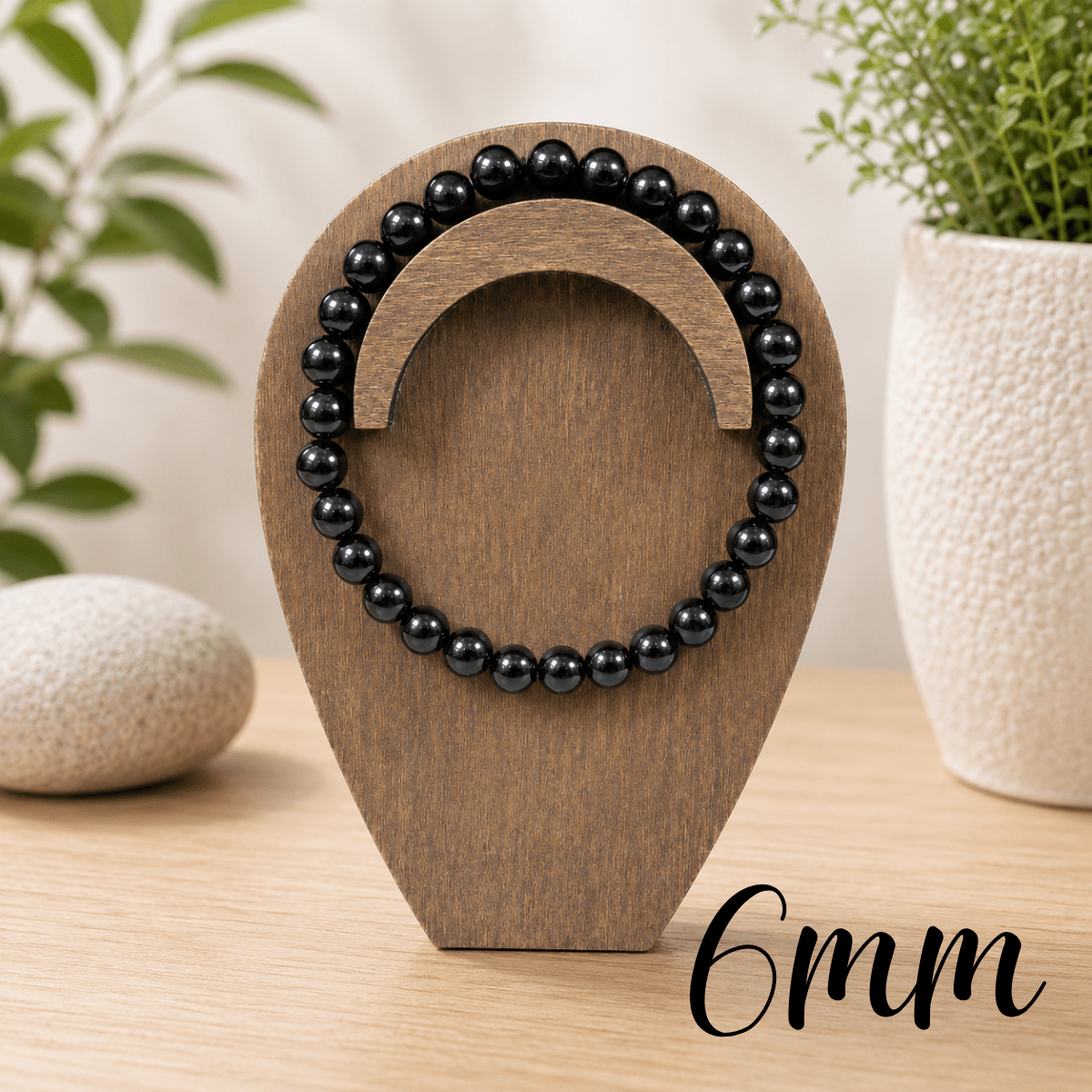 6mm Black Obsidian Gemstone Bracelet
