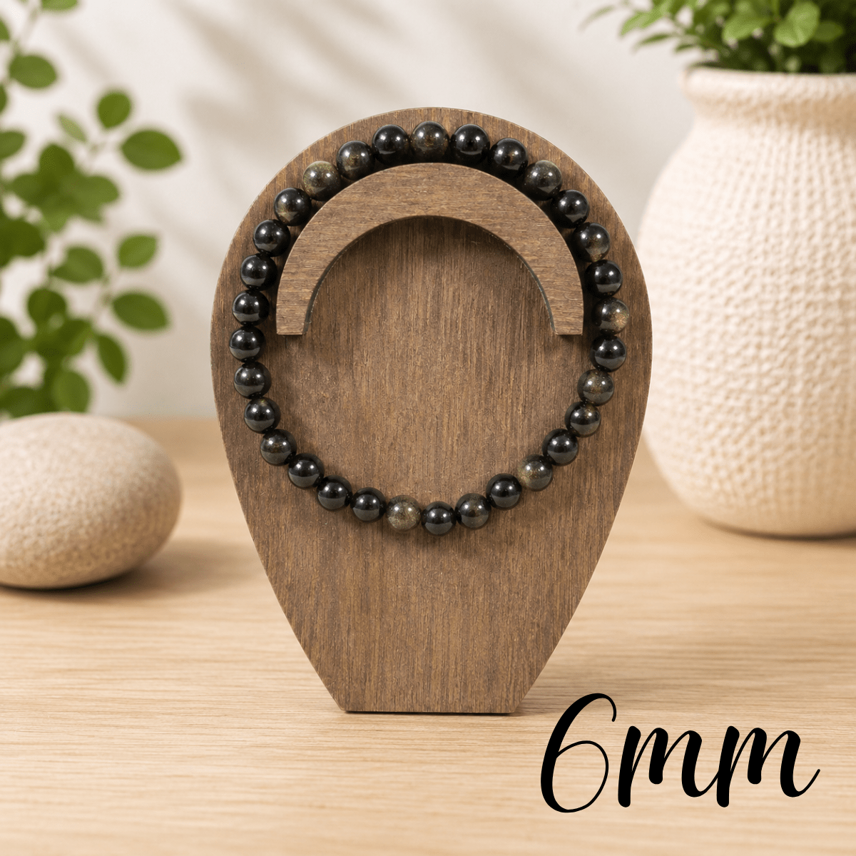 6mm Gold Sheen Obsidian Gemstone Bracelet