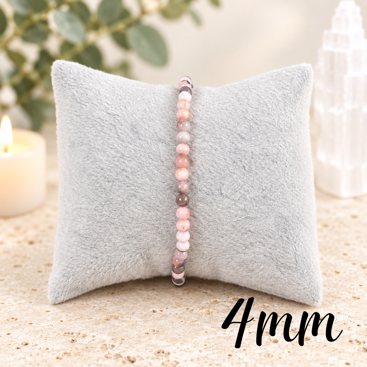 4mm Pink Zebra Jasper Gemstone Bracelet