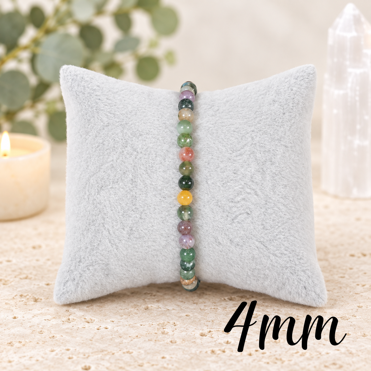 4mm Indian Agate Gemstone Bracelet