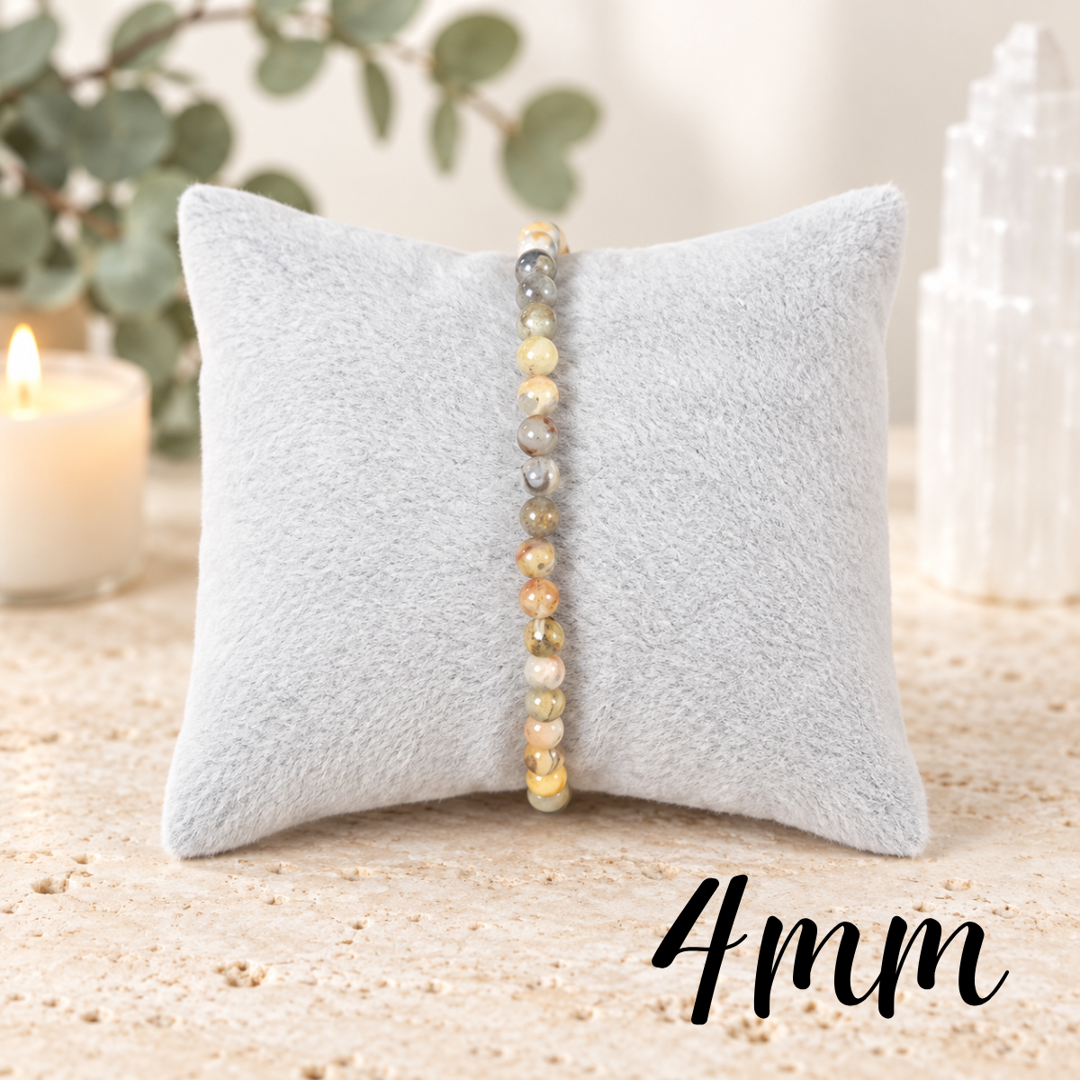 4mm Crazy Lace Agate Gemstone Bracelet