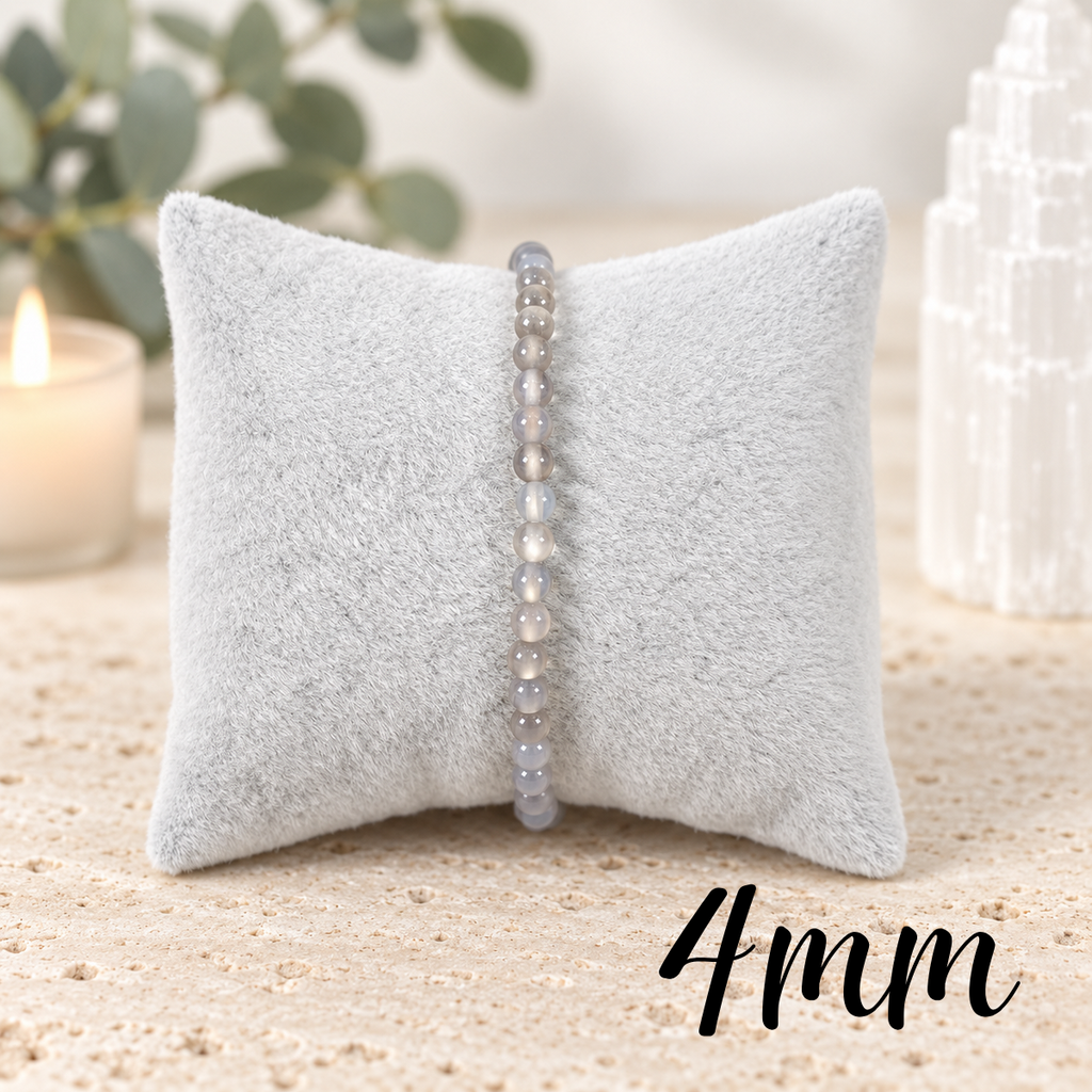 4mm Grey Agate Gemstone Bracelet