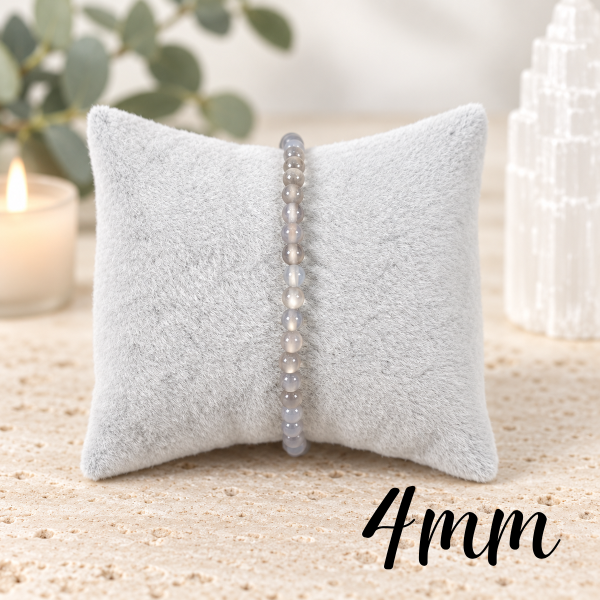 4mm Grey Agate Gemstone Bracelet