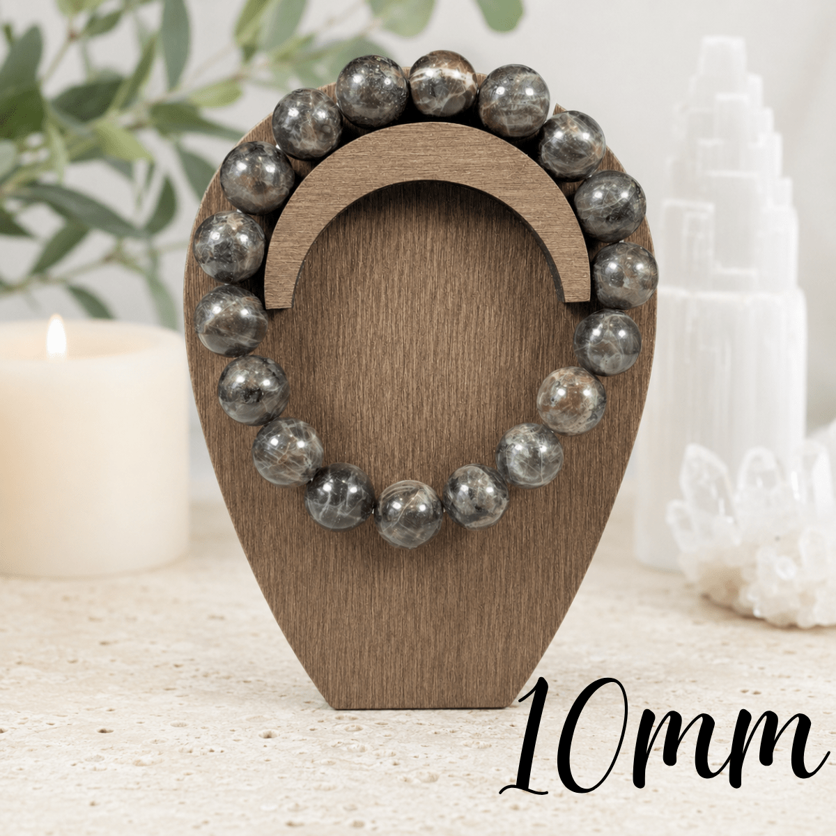 10mm Black Moonstone Gemstone Bracelet