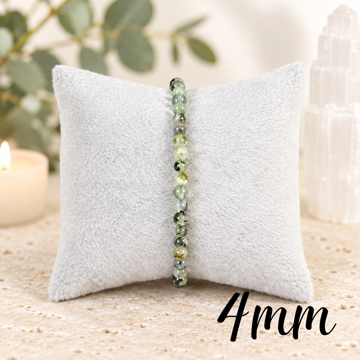 4mm Prehnite Gemstone Bracelet