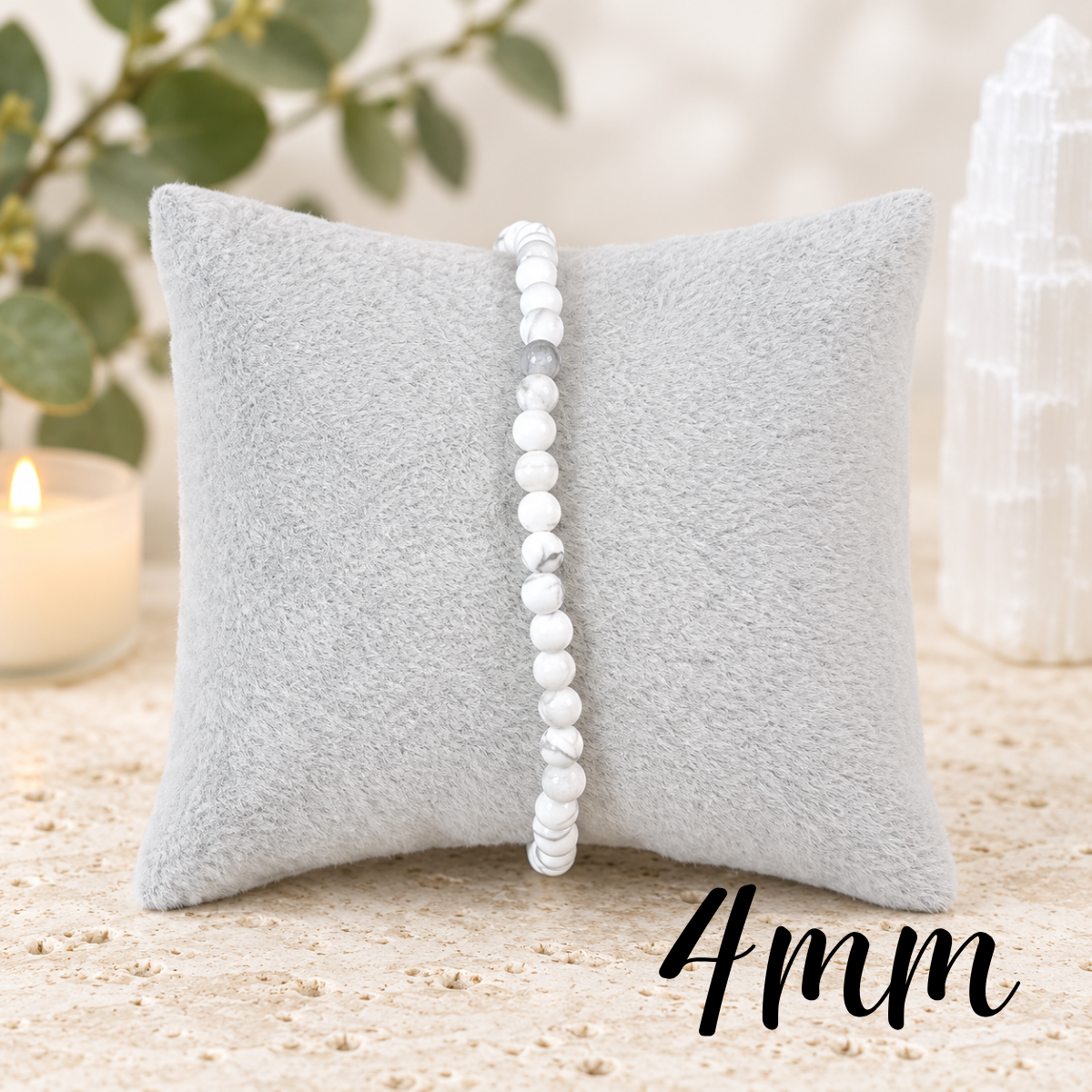 4mm White Howlite Gemstone Bracelet