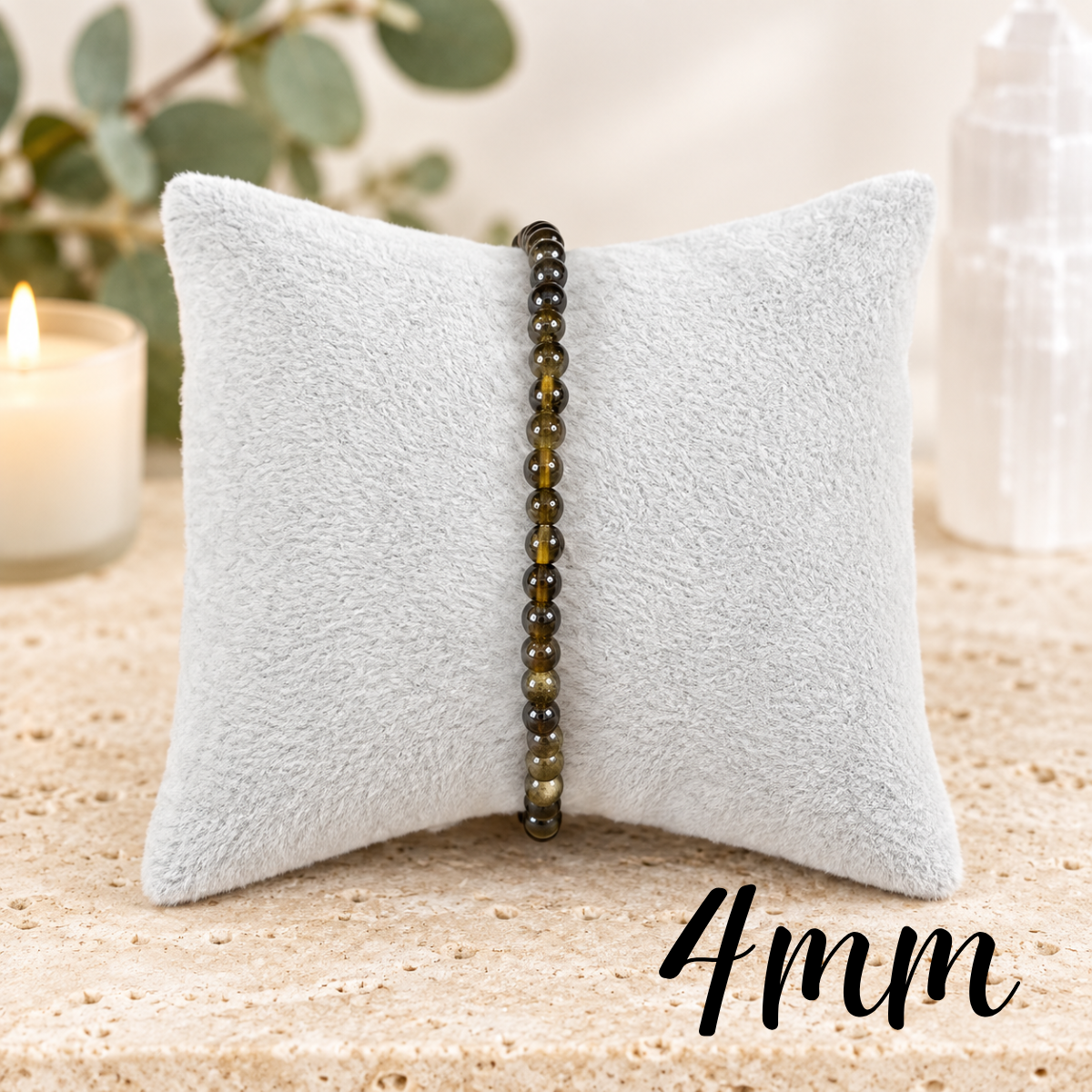 4mm Gold Sheen Obsidian Gemstone Bracelet