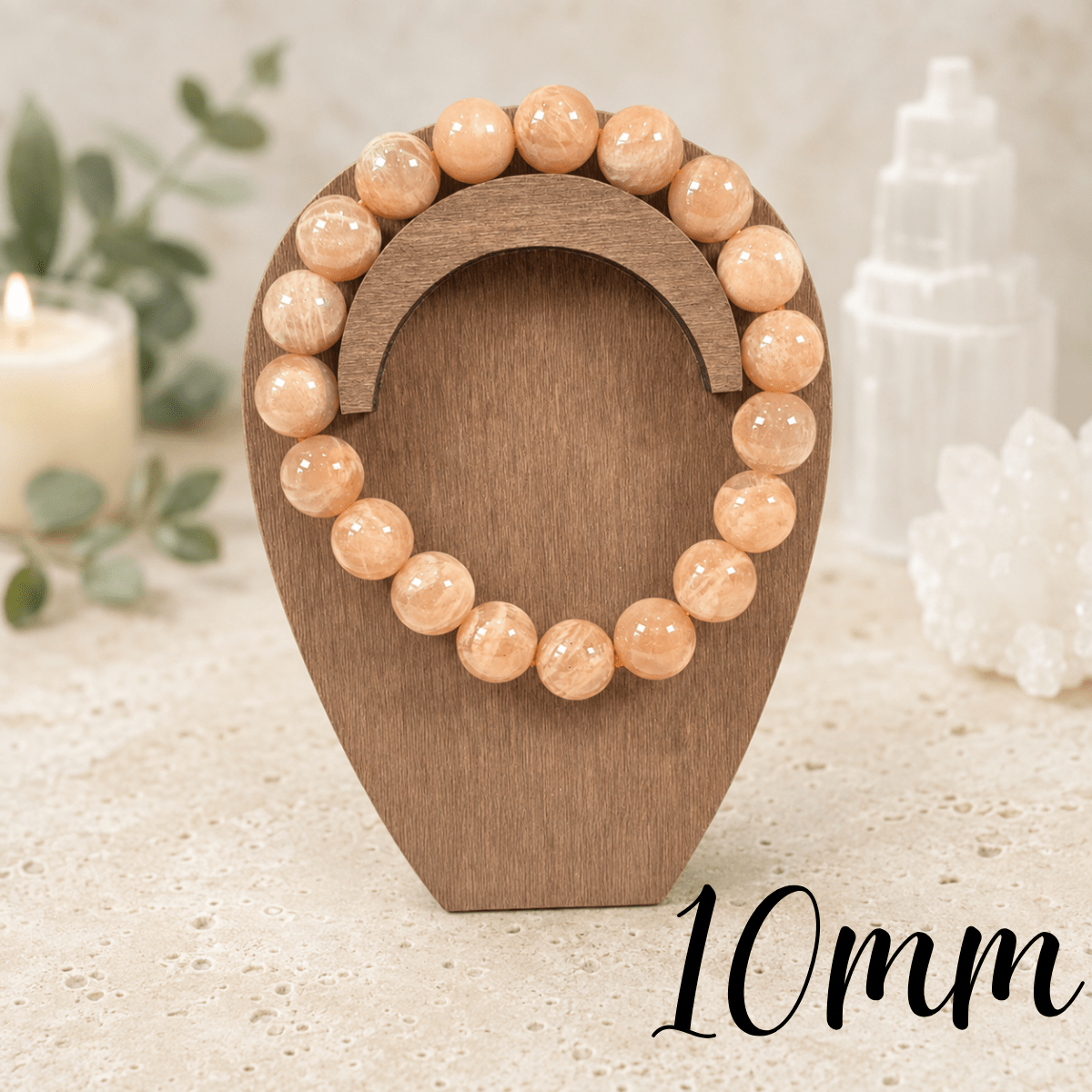 10mm Peach Moonstone Gemstone Bracelet