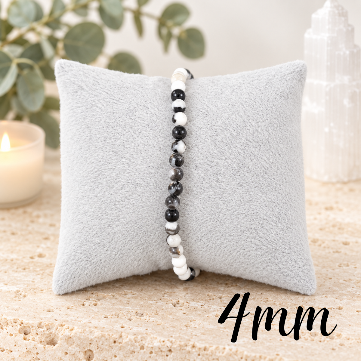 4mm Zebra Jasper Gemstone Bracelet