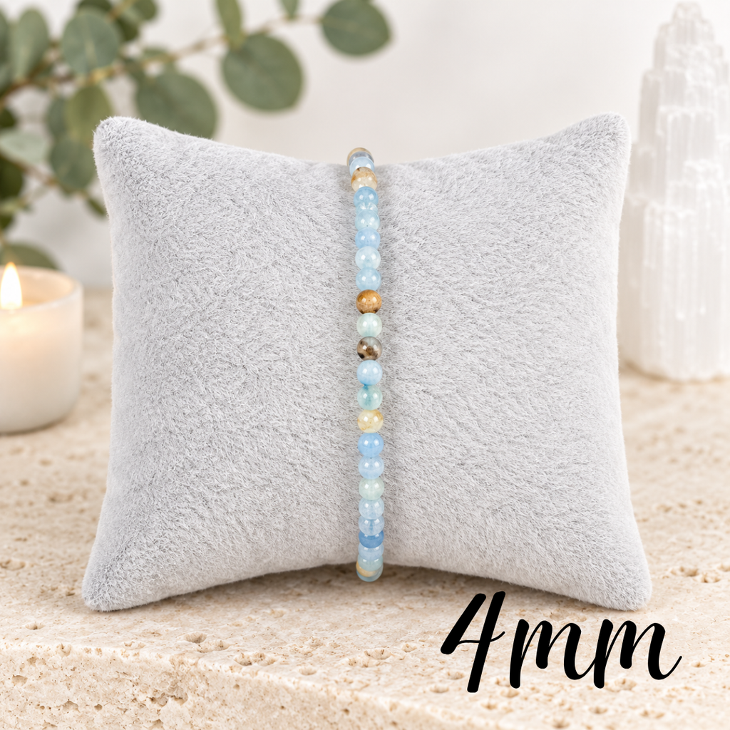 4mm Blue Banded Onyx Gemstone Bracelet