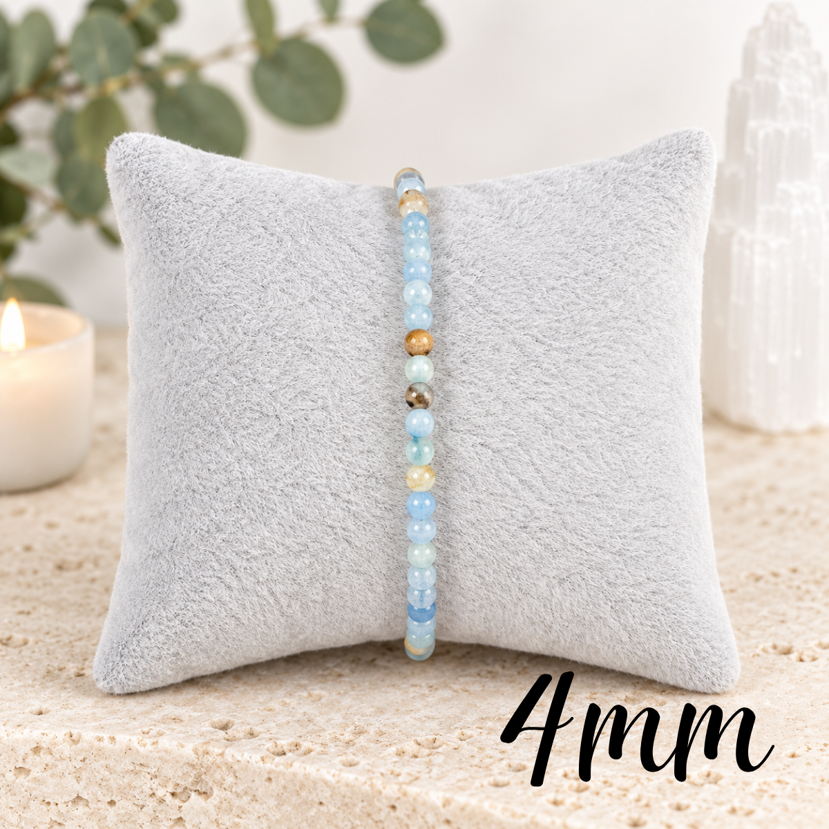 4mm Blue Banded Onyx Gemstone Bracelet