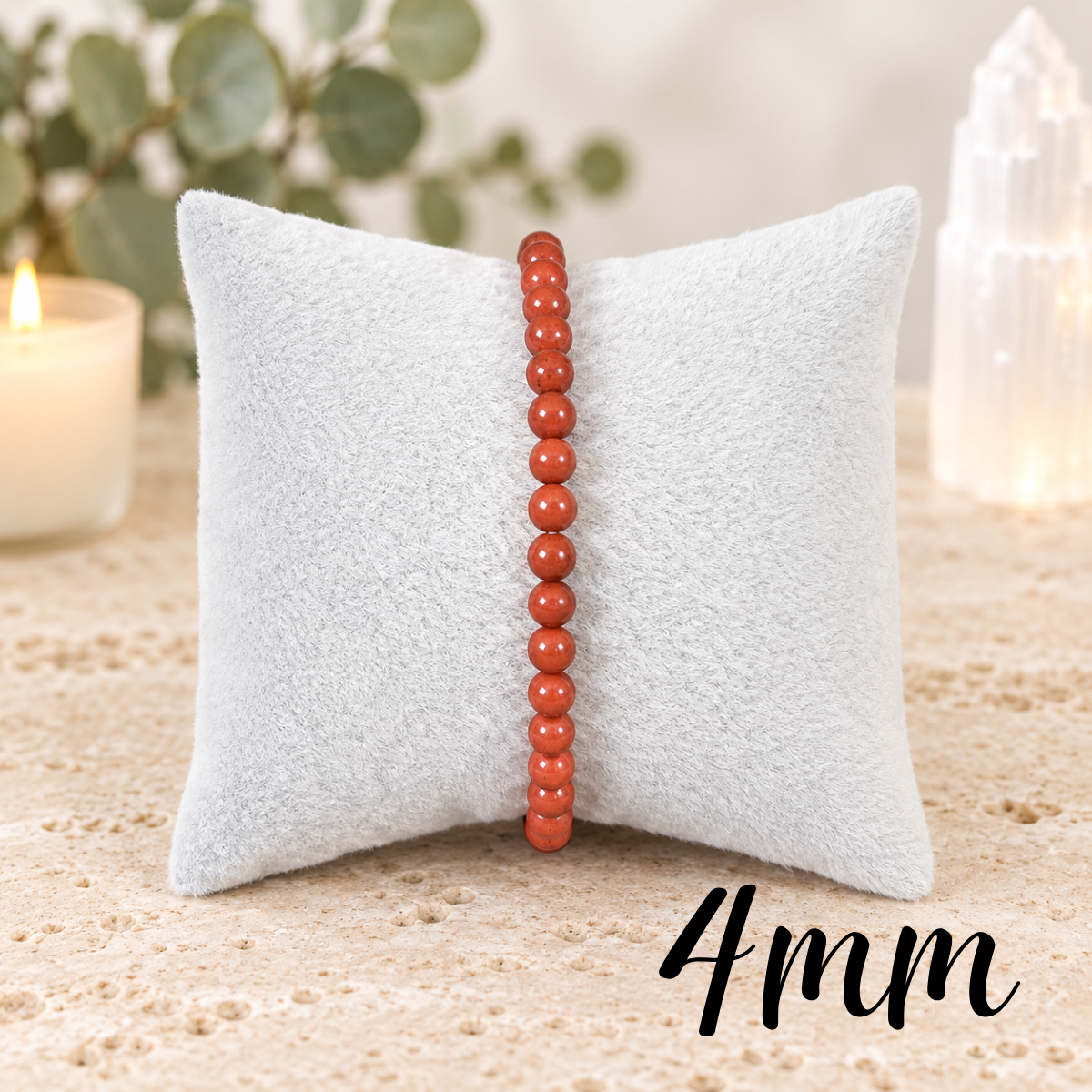 4mm Red Jasper Gemstone Bracelet