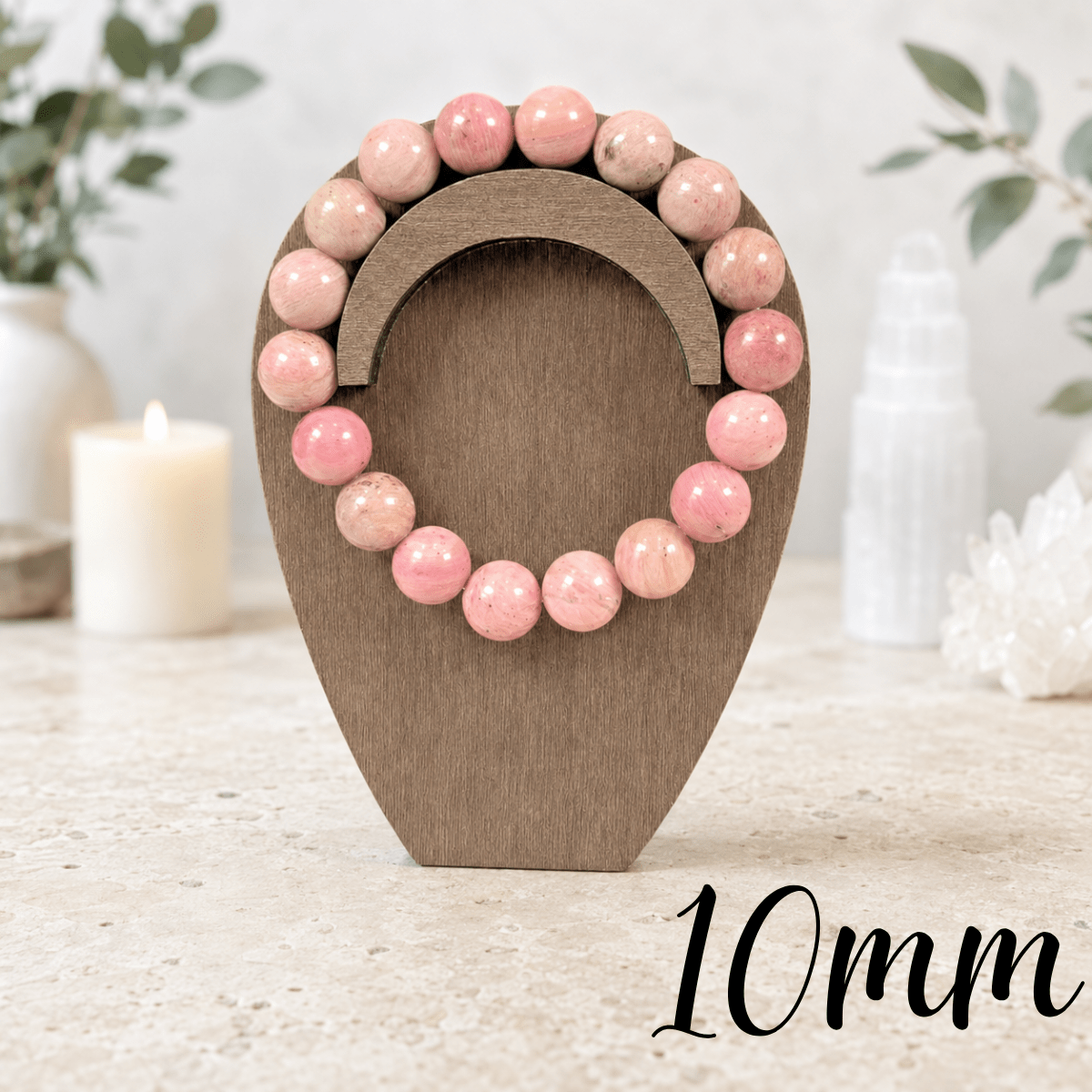 10mm Pink Rhodonite Gemstone Bracelet