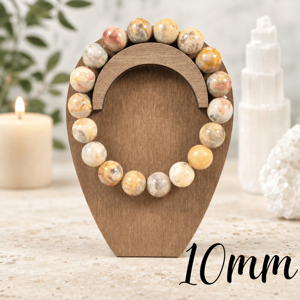 10mm Crazy Lace Agate Gemstone Bracelet