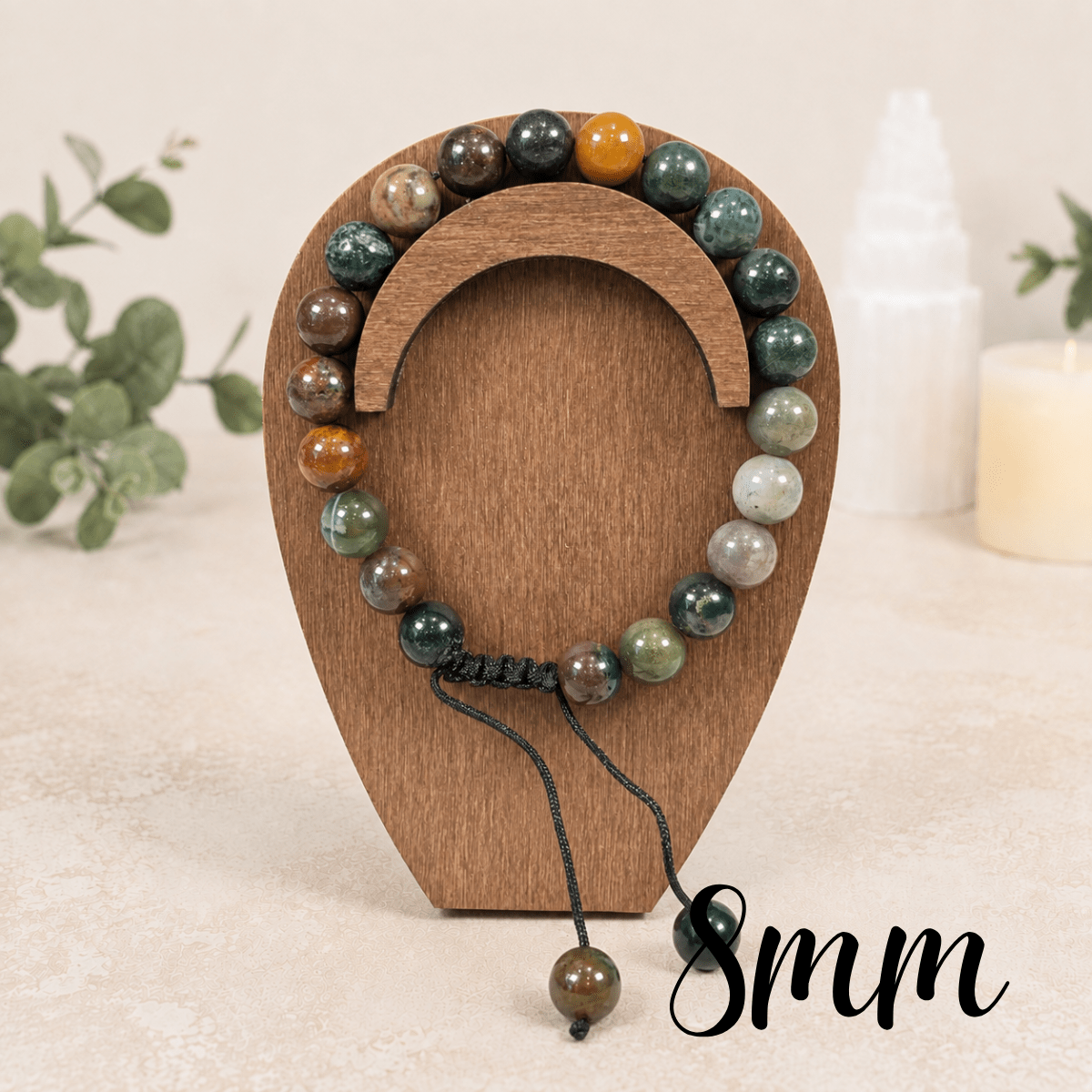 8mm Ocean Jasper Adjustable Gemstone Bracelet