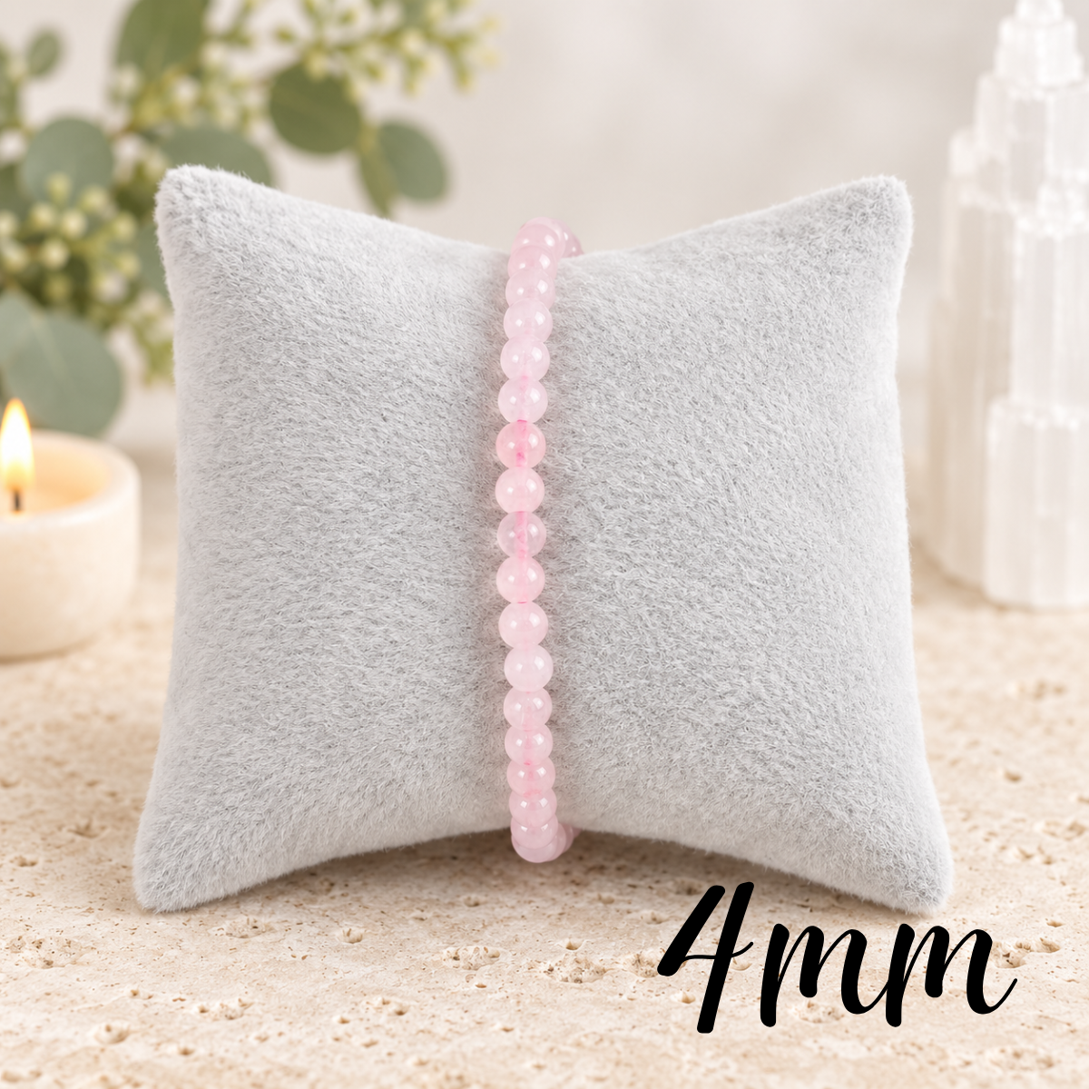 4mm Rose Quartz Gemstone Bracelet