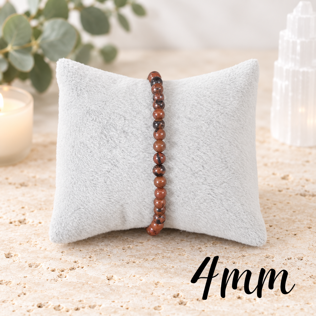 4mm Mahogany Obsidian Gemstone Bracelet