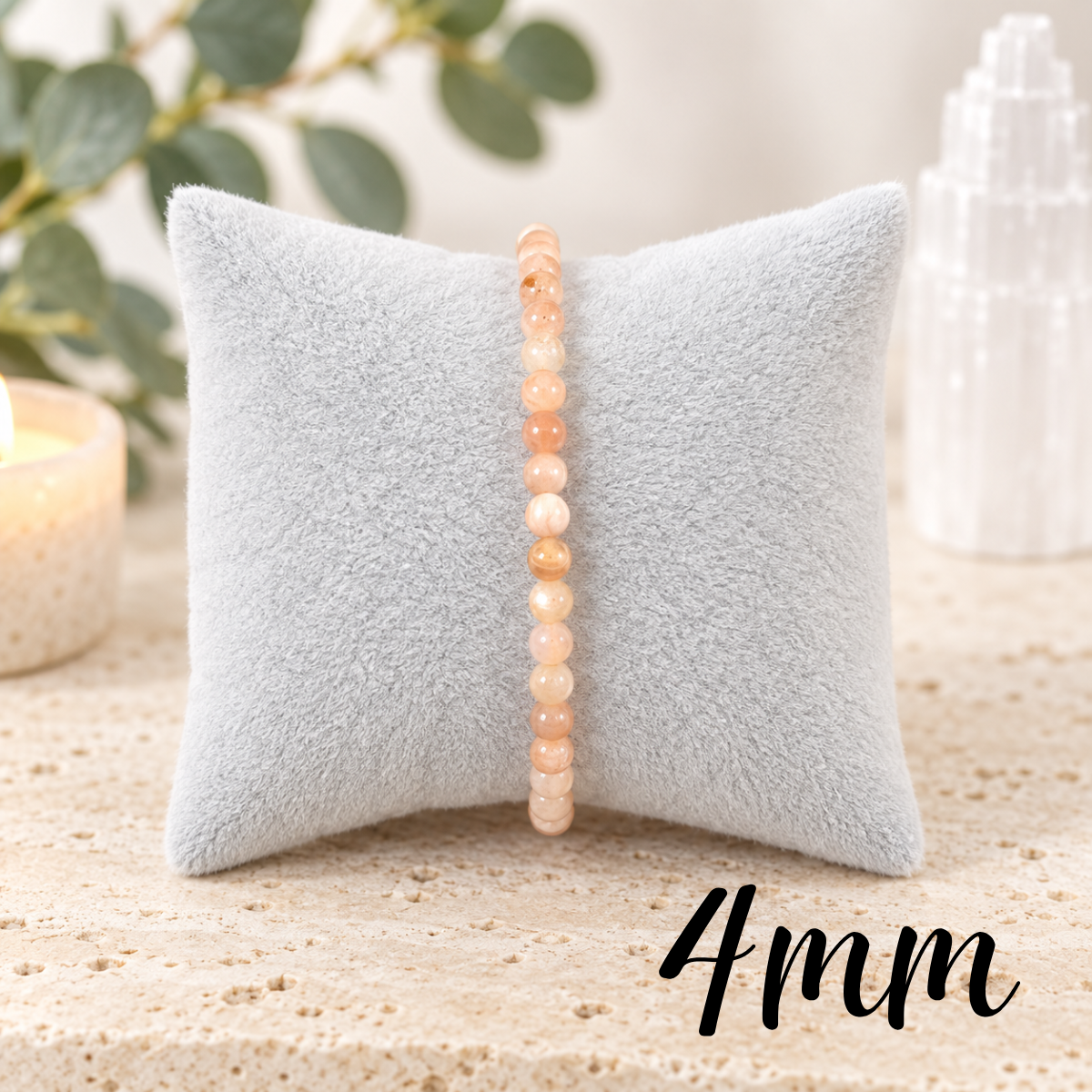 4mm Peach Moonstone Gemstone Bracelet