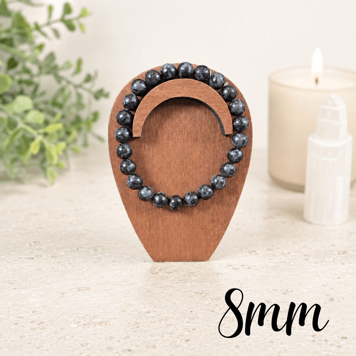 8mm Indigo Gabbro Gemstone Bracelet (Mystic Merlinite)