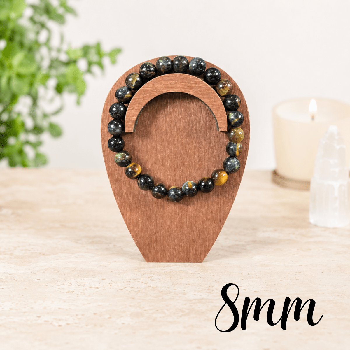 8mm Blue Tiger Eye Gemstone Bracelet (A Grade)