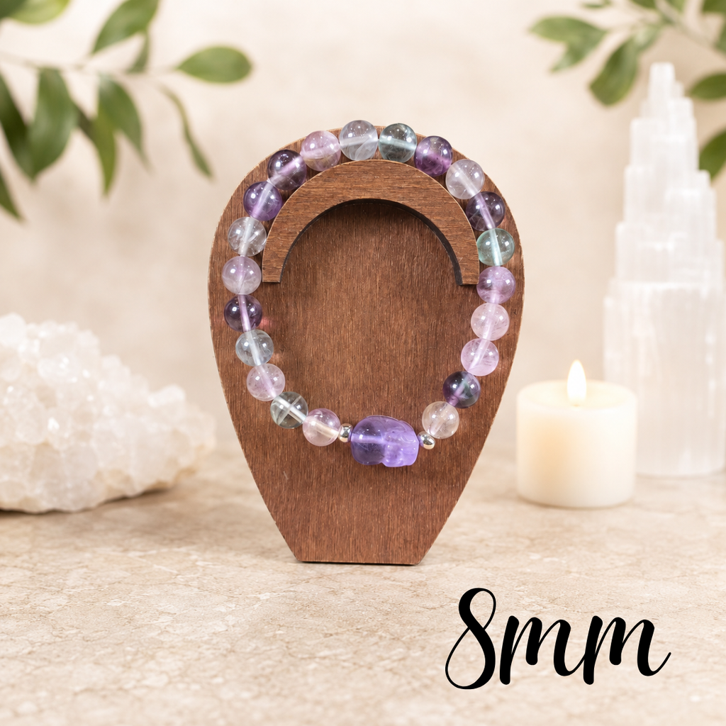8mm Fluorite Pixiu Charm Gemstone Bracelet