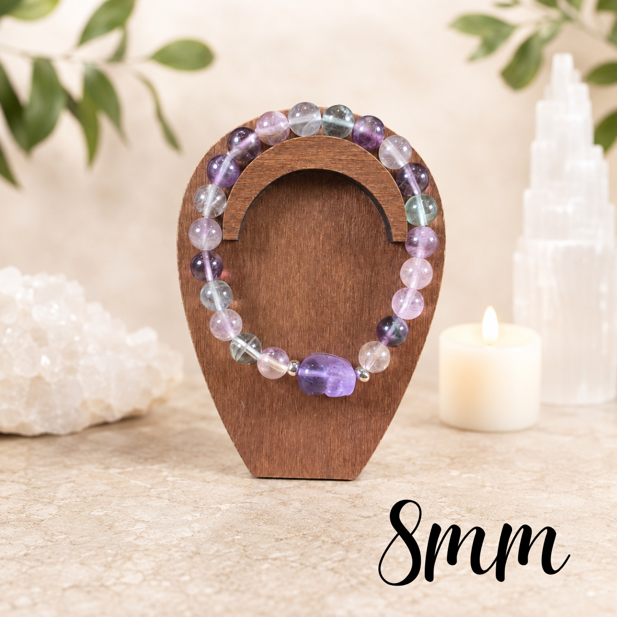 8mm Fluorite Pixiu Charm Gemstone Bracelet