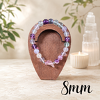 8mm Fluorite Angel Wing Charm Gemstone Bracelet