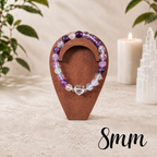 8mm Fluorite Faceted Heart Charm Gemstone Bracelet