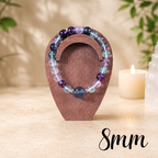 8mm Fluorite 9 Tail Fox Charm Gemstone Bracelet