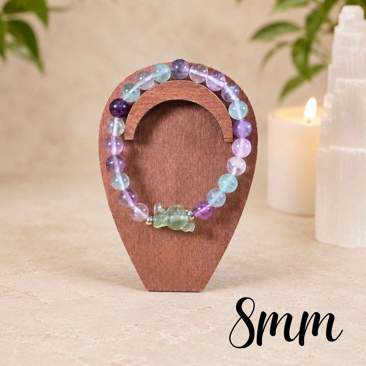 8mm Fluorite Kuromi Charm Gemstone Bracelet