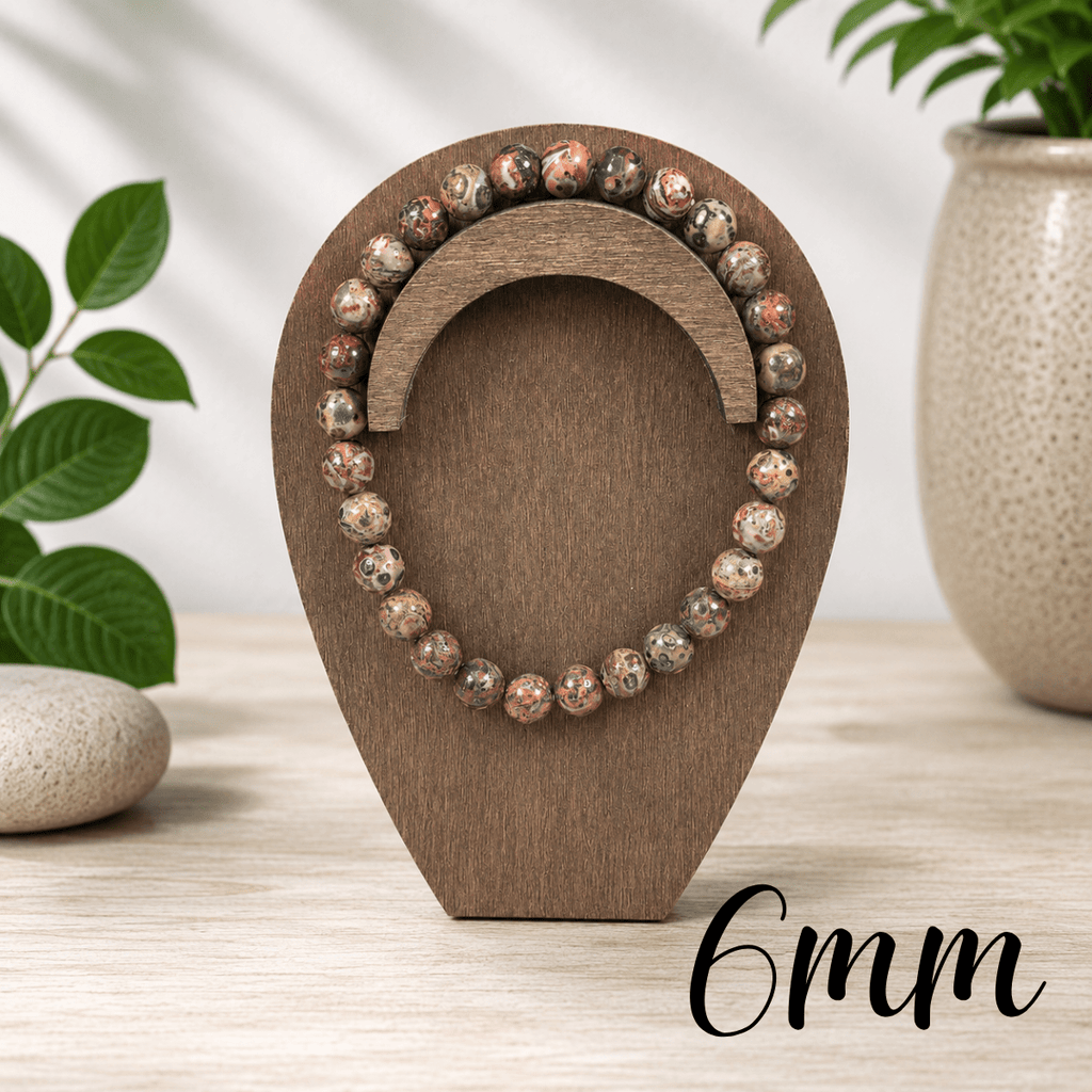 6mm Leopardskin Jasper Gemstone Bracelet