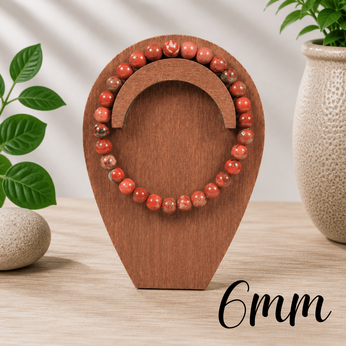 6mm Red Jasper Gemstone Bracelet