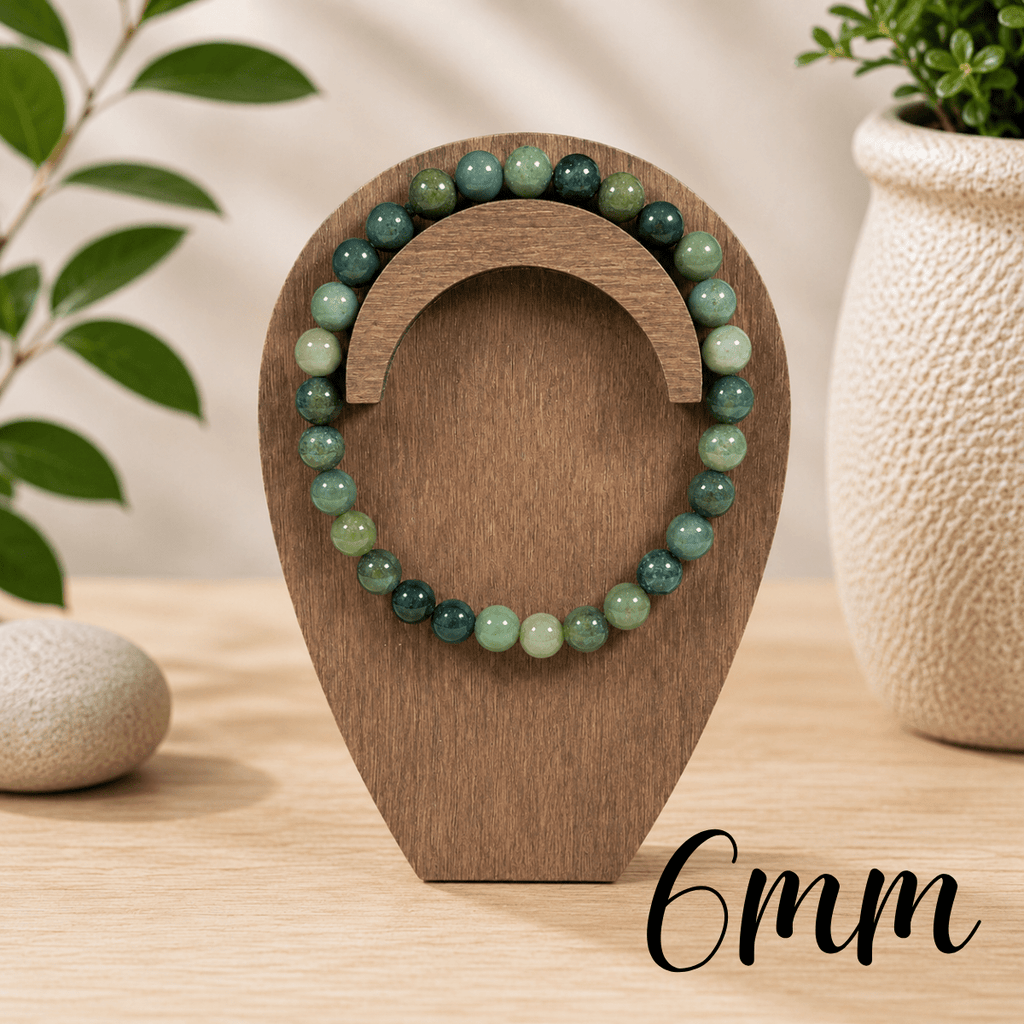 6mm Moss Agate Gemstone Bracelet